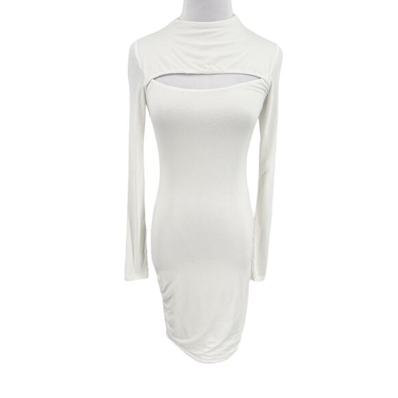 Naked Wardrobe Womens White High Neck Cut-Out Long Sleeve Dress Size Medium M - Picture 11 of 11